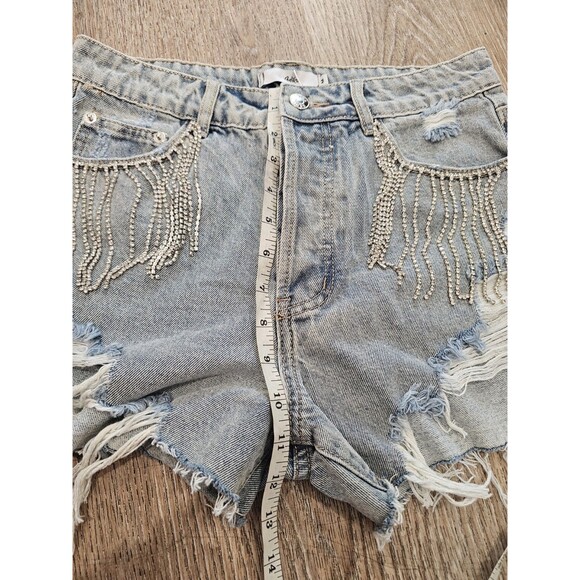Adika Women's Rhinestone Demin Short Shorts Size Medium NWT - Picture 6 of 8